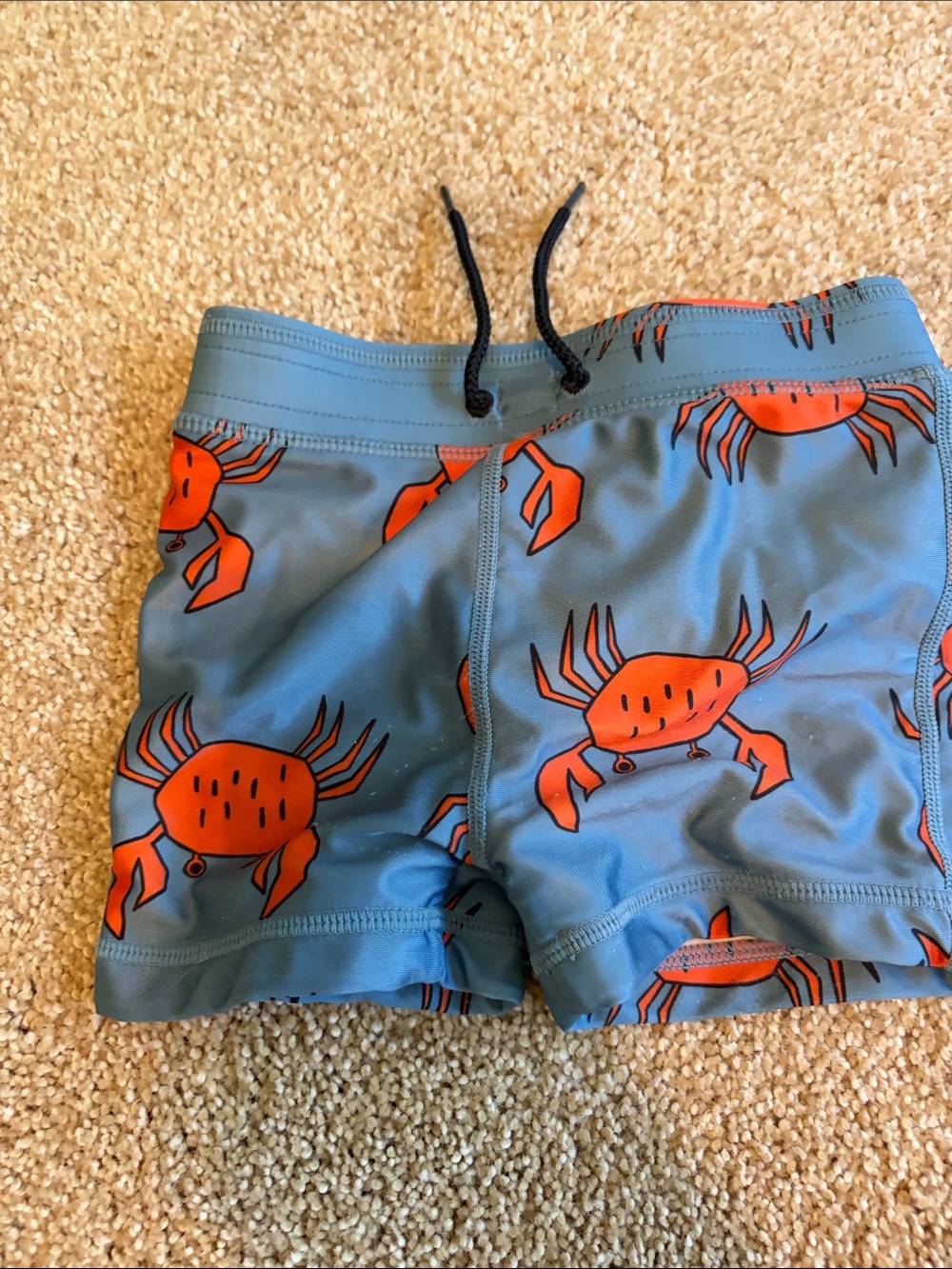 Tea Collection Kids Blue Swim Shorts with Orange Crab Print
